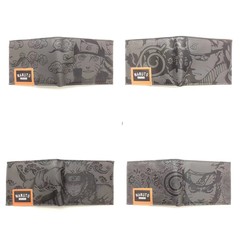 火影忍者錢包紅雲PU皮革二折零錢包百元鈔男生潮流時尚大容量錢夾