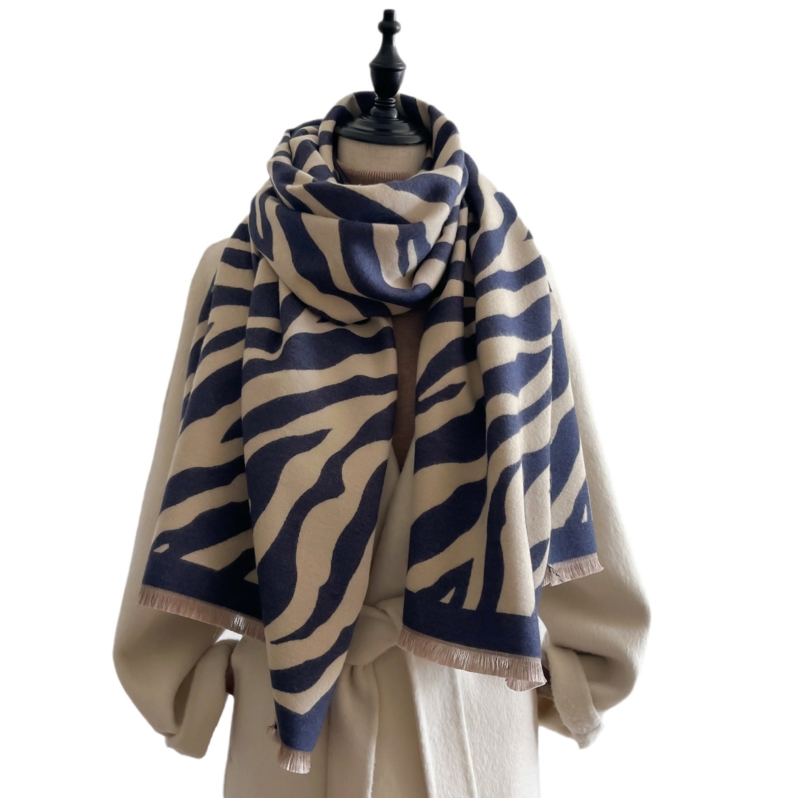 Moda coreana de moda zebra imita bufandas de cachemira para mujeres otoño invierno collar espeso y cálido chal decoración