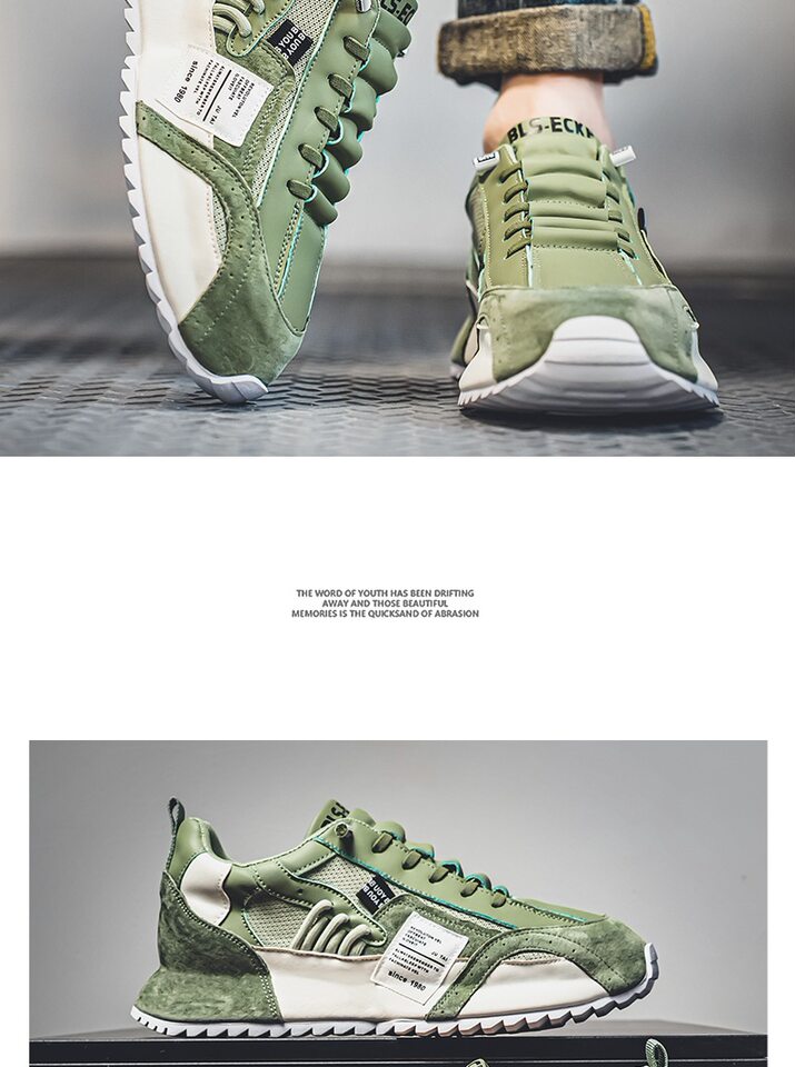 Giày thể thao nam sneaker thoáng khí đế cao su gót thấp tăng chiều cao — C681 màu trắng, C681 màu xanh lá, C681 màu đen chi tiết 8
