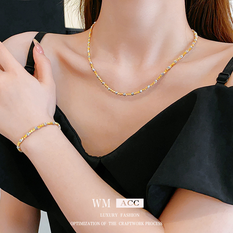 Collar de oro real de 18 quilates, diseño de moda, collar de clavícula, nicho, lujo ligero, conjunto de lujo de alta calidad para mujeres