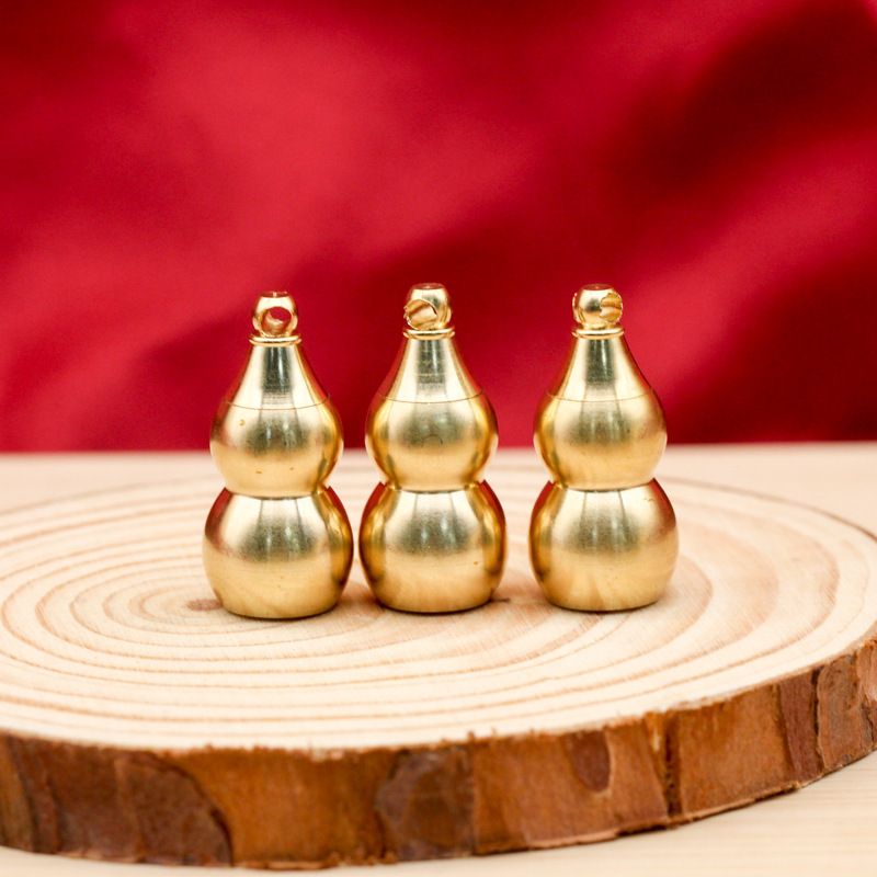 Brass Hollow Gourd with Sealing Ring Keychain Pendant Sealed Large Brass Five Emperors Money Twelve Zodiac Gourd