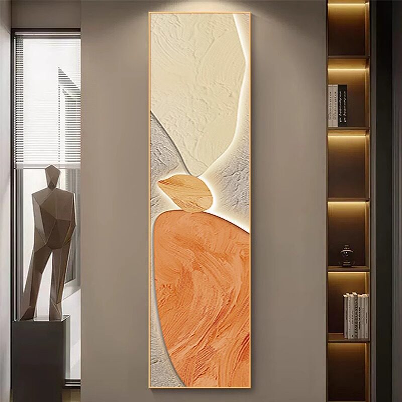 Modern entrance decorative painting with stone motifs, vertical long strip wall art for corridors and hallways, high-end entrance door wall painting Modern entrance decorative painting with stone motifs, vertical long strip wall art for corridors and hallways, high-end entrance door wall painting