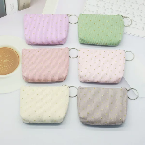 New Corduroy Portable Coin Purse Coin Bag Jewelry Storage Key Ring Small Wallet Female Student Small Gift