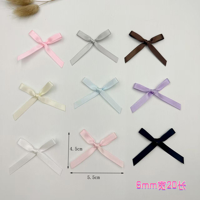 In-Stock 6mm Double-Sided Polyester Handmade Bow Accessories for Hair Accessories, DIY Underwear, Socks, and Shoe Decorations