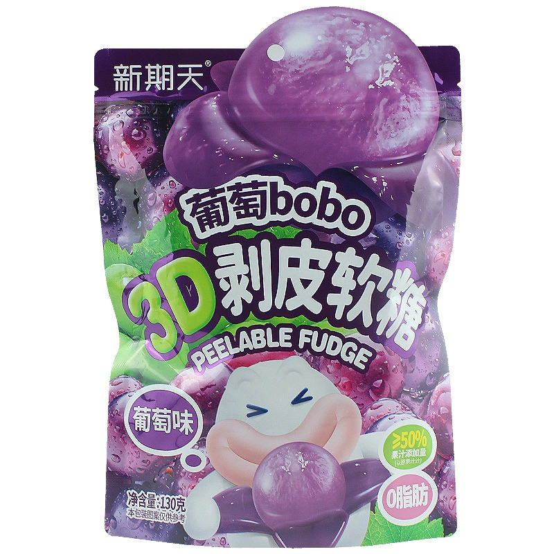 3D peeled gummy 50% juice Белый персик виноград Папа фрукты конфеты Детские перекусы Жевательные резинки