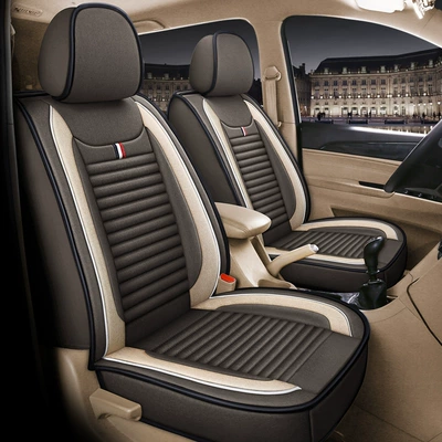 Seat cushion, seat cover: seven-seat Ono special Wuling Hongguang - front-two-standard-premium-coffee-aaa-hemp-general