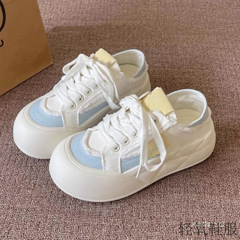 厂家直销新款夏季一脚蹬两穿板鞋女2025年厚底小白鞋透气面包鞋|undefined