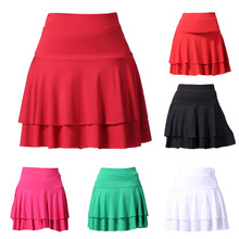 广场舞半身裙防走光双层蛋糕裙水兵舞裙子牛奶丝高腰短裙拉丁舞裙