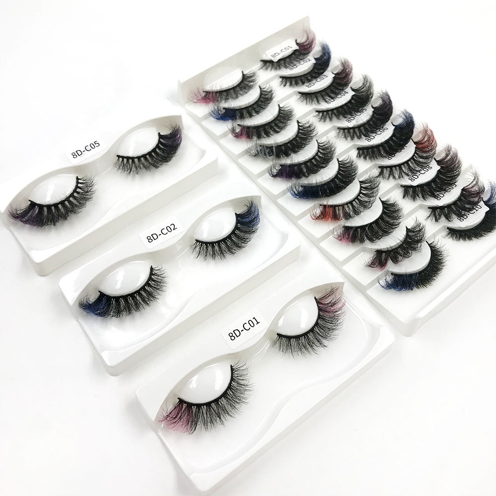 18mm Exaggerated Thick Multi-layer Colorful Imitation Mink Hair False Eyelashes display picture 5