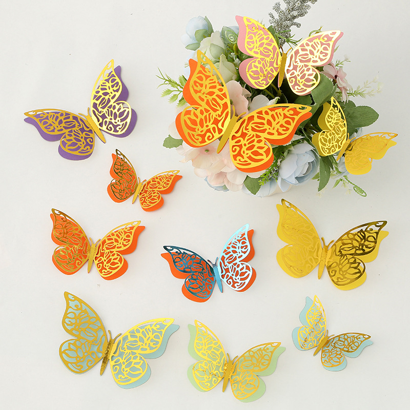 3d Decorative Hollow Butterfly Wall Stickers Double Layer Metal_voghion.com