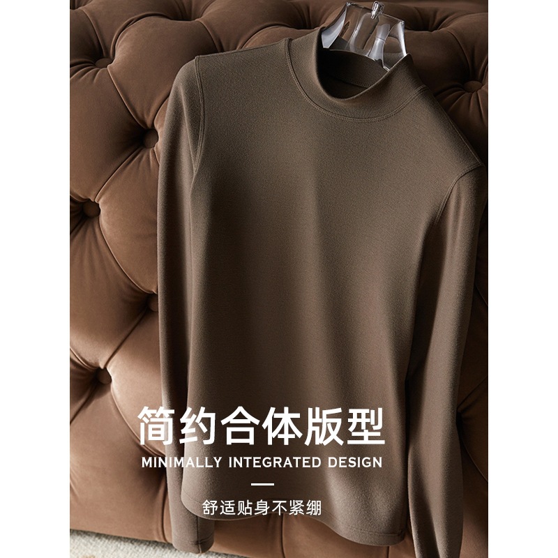 2025 New Basic Casual Style Heating, Delicate and Skin-Friendly Half Turtleneck Fleece-Lined Bottoming Shirt Wholesale N4Dt2103