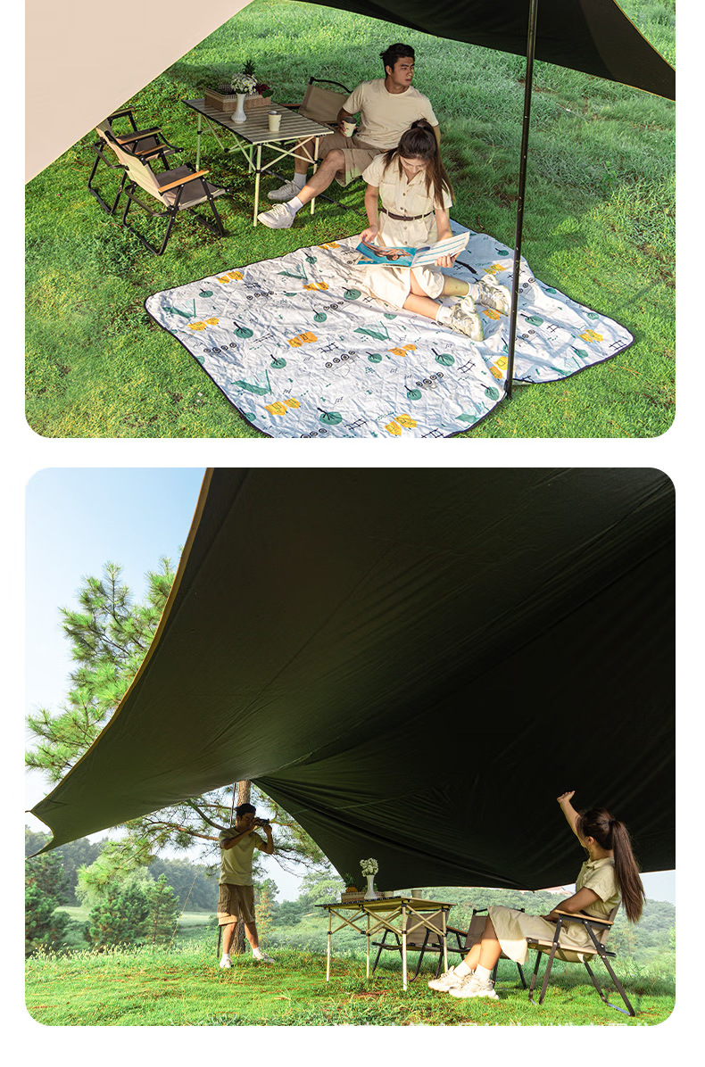 Outdoor Vinyl Sunshade Canopy for Picnic and Camping, Octagonal Butterfly-Shaped Sunshade for Group Gatherings