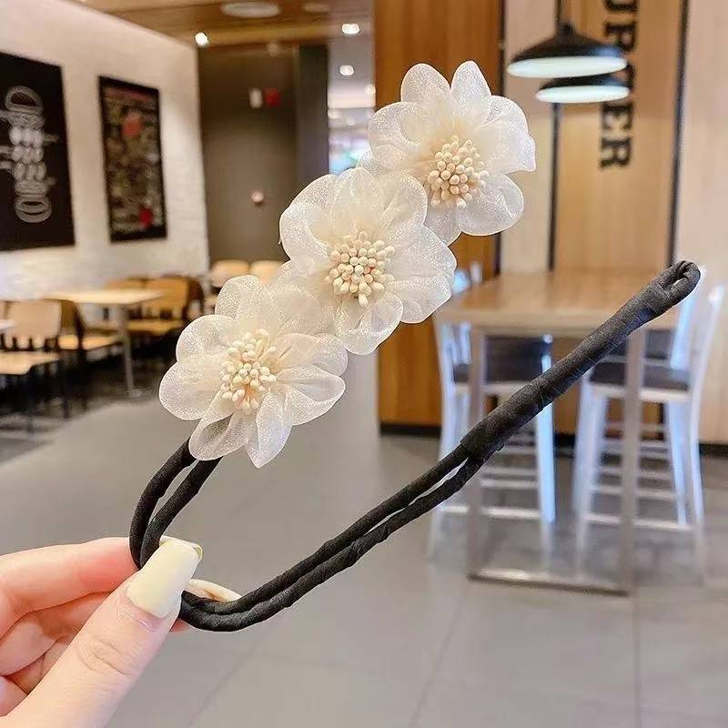 Dispela de cabello nuevo artefacto de cabello trenzado perezoso dulce novia flor Dispela de cabello todo fósforo albóndiga corbata de cabeza artefacto de cabello Han