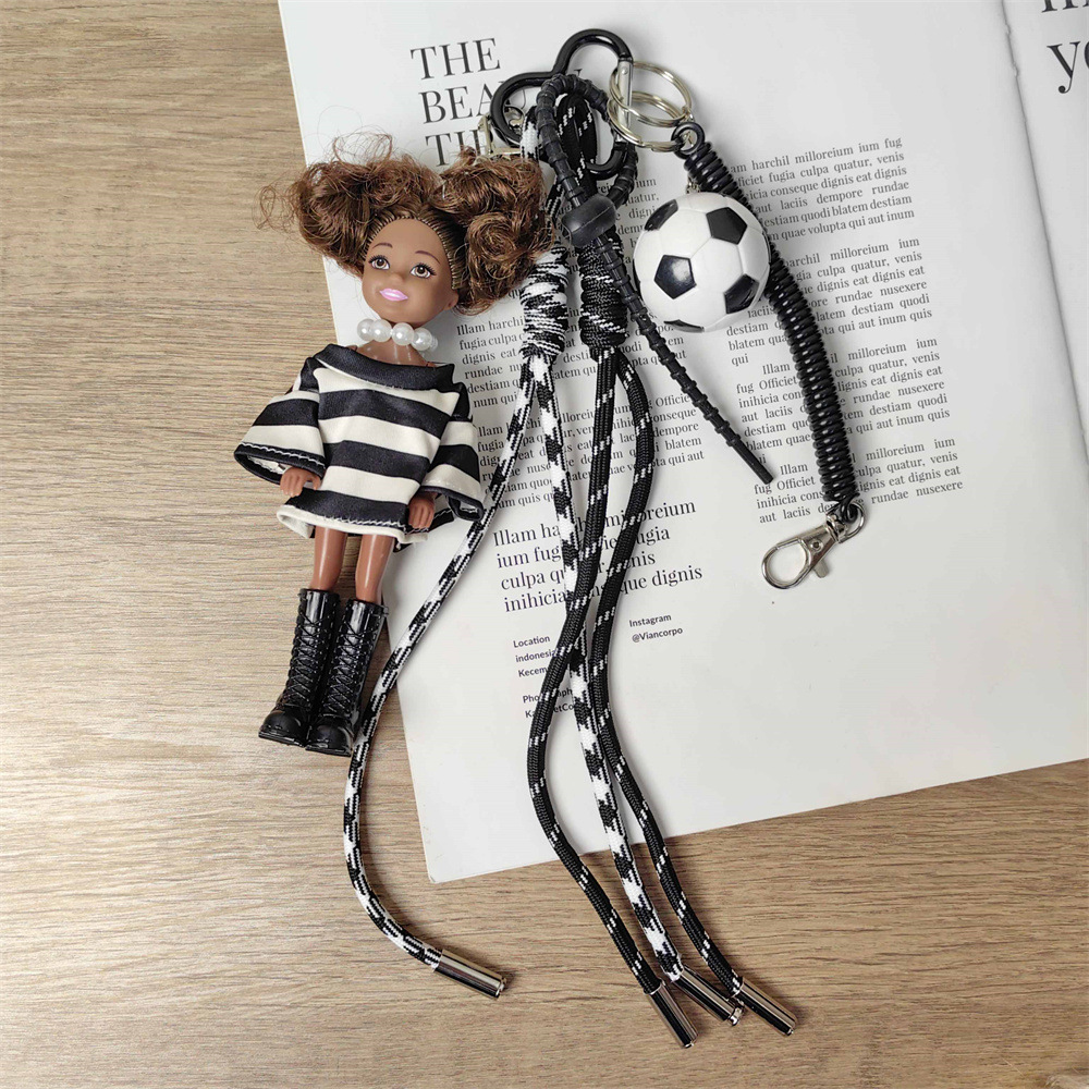 Cute Style 1 Piece Imitation Pearl Plastic Polyester Doll Stripe Football Heart Clasp Closure Bag Charms