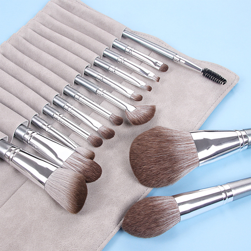 Fenglida fábrica al por mayor 14 pinceles de maquillaje traje mango de aluminio polvo uniforme sombra de ojos cepillo herramientas de belleza maquillaje cepillo conjunto completo