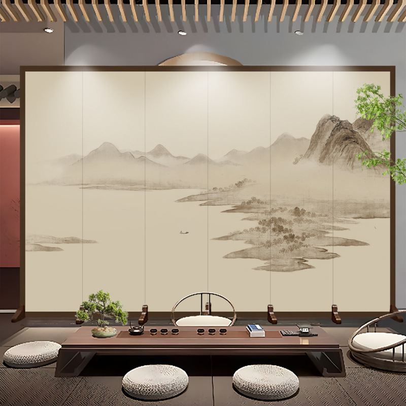 Pantalla de estilo chino sala de estar puerta de entrada cubierta oficina hotel paisaje pintura plegable pantalla plegable móvil clásica