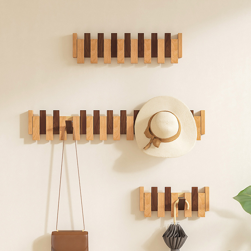 Ganchos de ropa en la pared sin perforaciones, ganchos para ropa con teclas de piano después de la puerta misteriosa, colgantes para ropa de dormitorio de madera maciza, colgantes para ropa y sombreros