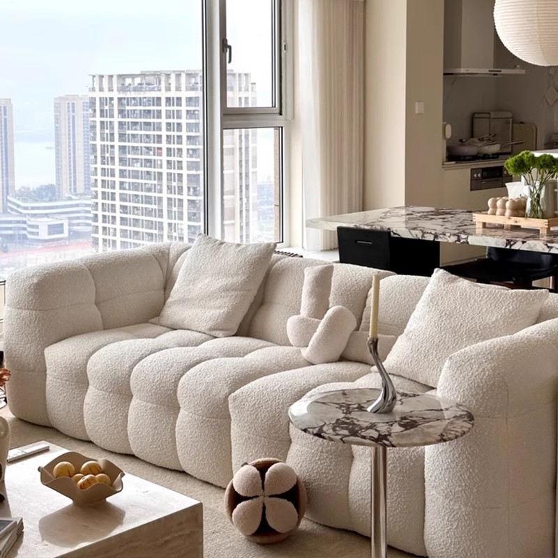 Sofá rojo de algodón transfronterizo, sofá de compresión de vacío de tres personas, sala de estar, viento tranquilo, tela nórdica.