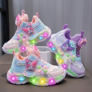 Kroomi Girl Spring Breathable Running Shoes Princess Shoes Swivel Button Leather sneaker Baby Daddy Shoes
