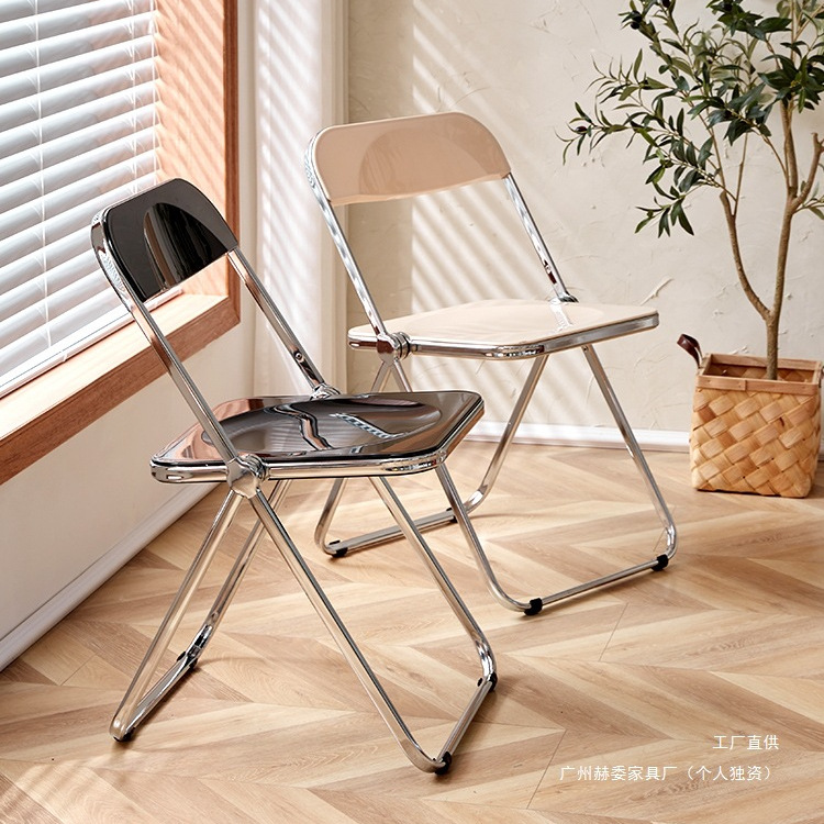 Women's Clothing Store Photo Transparent Chair Ins Dining Chair Acrylic Plastic Crystal Folding Chair Internet Celebrity Makeup Stool