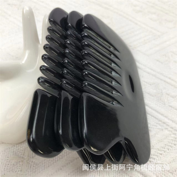 Horn Comb Six Teeth Head Massage Comb Gua Sha Meridian Comb Acupoint Stick Under 10cm specifications