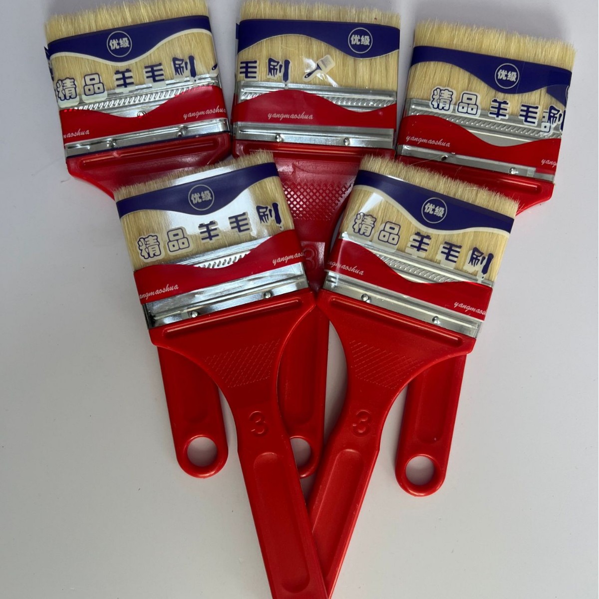 现货红色塑料柄羊毛刷油漆刷不掉毛软毛羊毛刷无痕刷烘焙刷刷墙漆