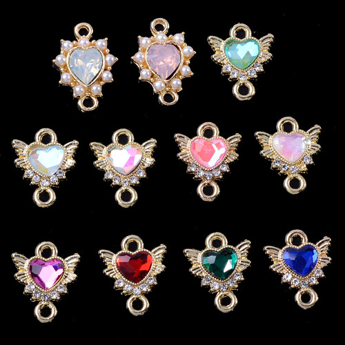 10pcs Lolita baroque style pendant crystal accessories diy alloy parts love double crane accessories earrings