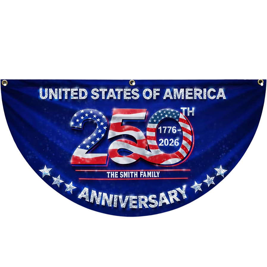 Bandera Semicircular para Exterior de Poliéster Decorativa para Fiestas y Día Nacional
