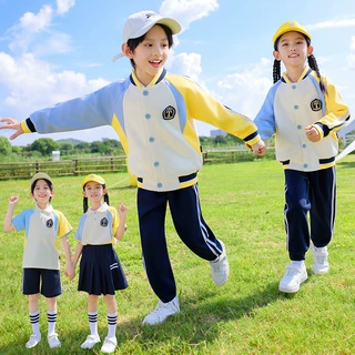 幼儿园园服春秋装儿童班服套装小学生运动会黄色夏季校服三四件套
