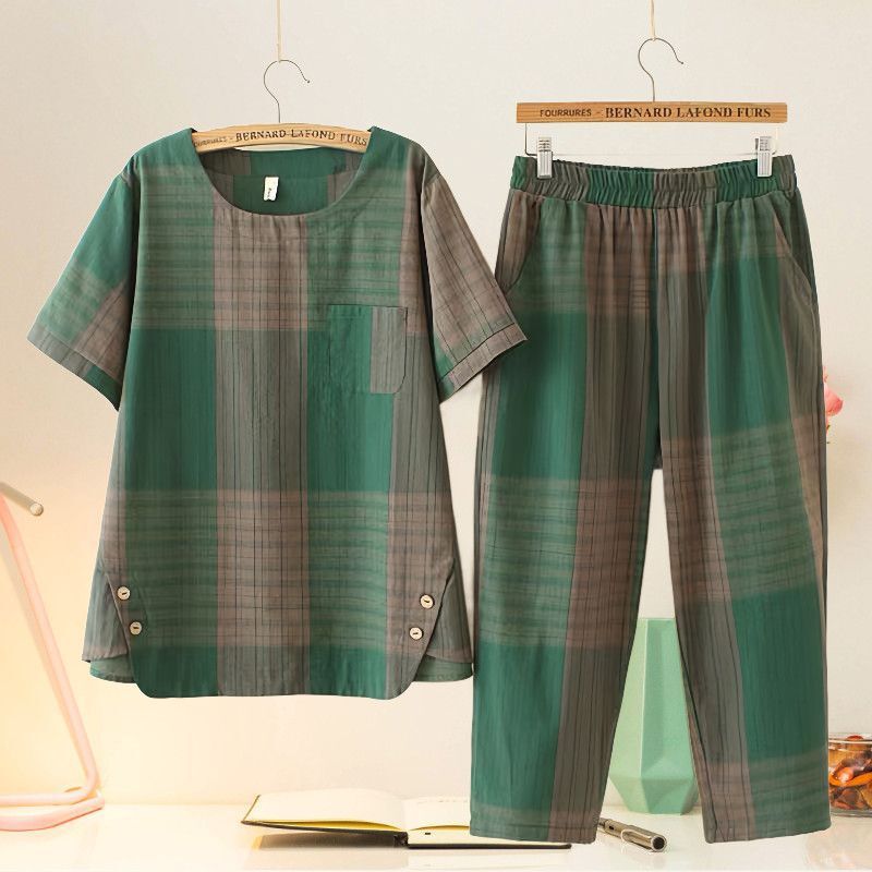 200kg plus size short sleeve suit fashion loose slim belly mother age-reducing leisure sports suit