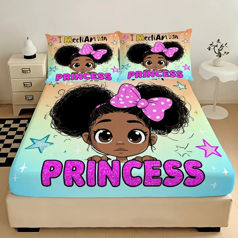 TEMU / JIT transfronterizo tejido doméstico niña sirena patrón 3D impresión digital cama