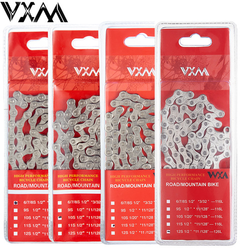 VXM bicycle chain 8/9/10/11/12-speed single-speed mountain road bike electroplated silver transmission chain lightweight