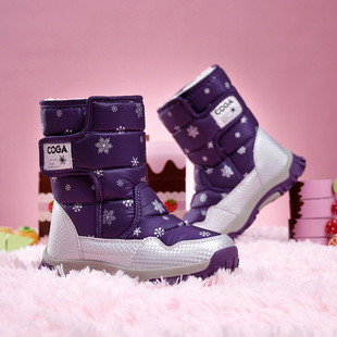 Children's Snow Boots Winter Children's fleece-lined Thickened Warm High Barrel Snow Boots Boys and Girls Anti-slip Cotton Boots for Foreign Trade