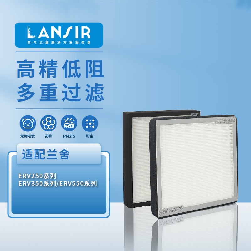 lansir适配兰舍新风系统全热交换器过滤网ERV250L/H 350 550D中高