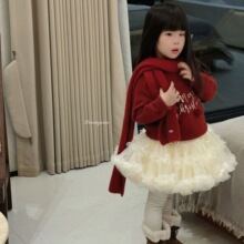 ��С��25�����¿�Ůͯ¹��ë������Χ����֯��ͷʥ����ɫ����װ