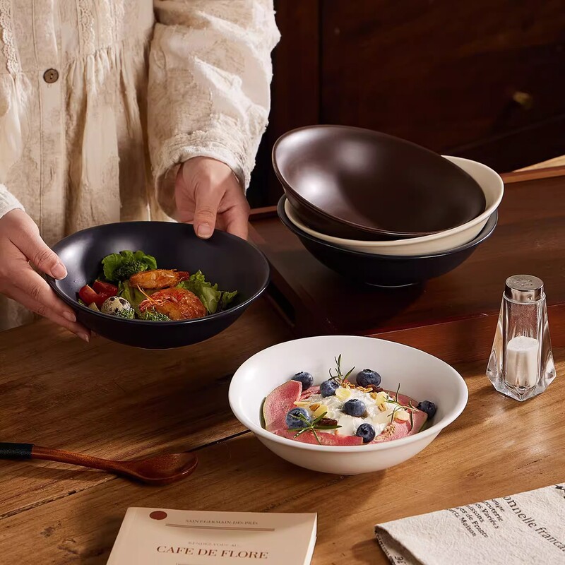 Cream Style Little Red Book Yogurt Bowl and Dishes Jingdezhen Underglaze Color Ceramic Bowl Home Dining Plate Ceramic Tableware
