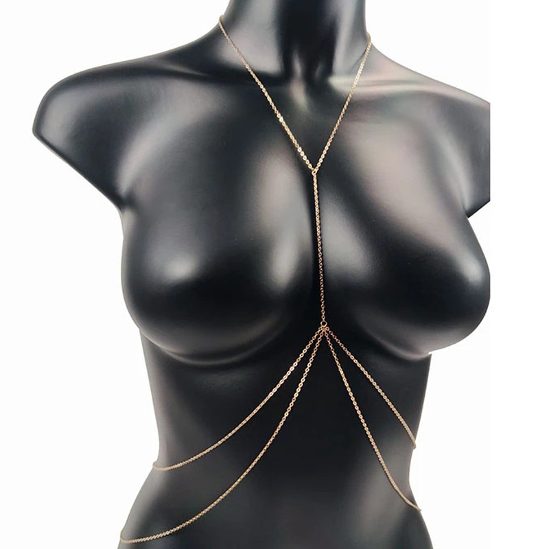 Joyería de cadena europea y americana Comercio exterior joyería vendedora caliente sexy simple cadena cruzada cuerpo cadena integrada fábrica directa al por mayor