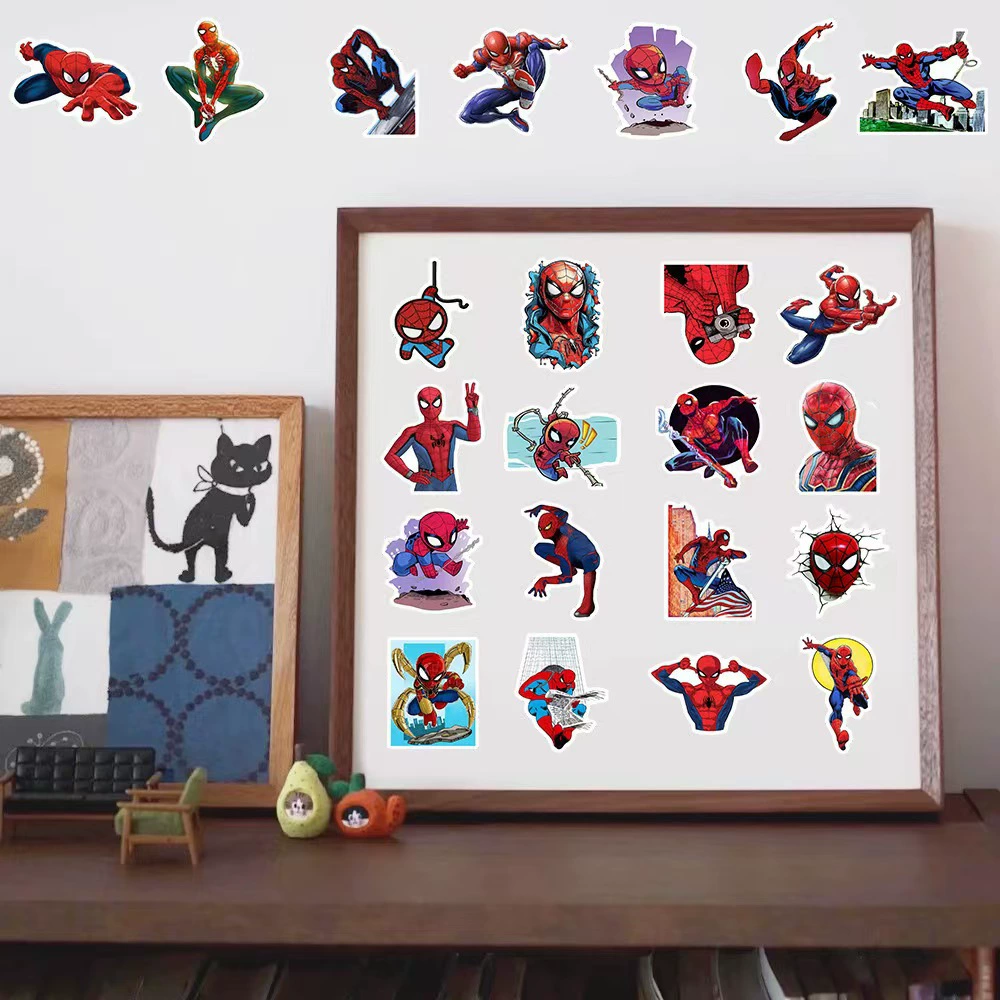 [50张动漫蜘蛛侠贴纸水杯防水笔记本滑板PVC卡通桌子装饰spiderman]