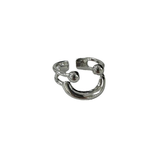 The Western Empress Sputnik Enamel Oil Texture Ring with Double Smile Inscription, Adjustable Finger Ring, Fashion Trend