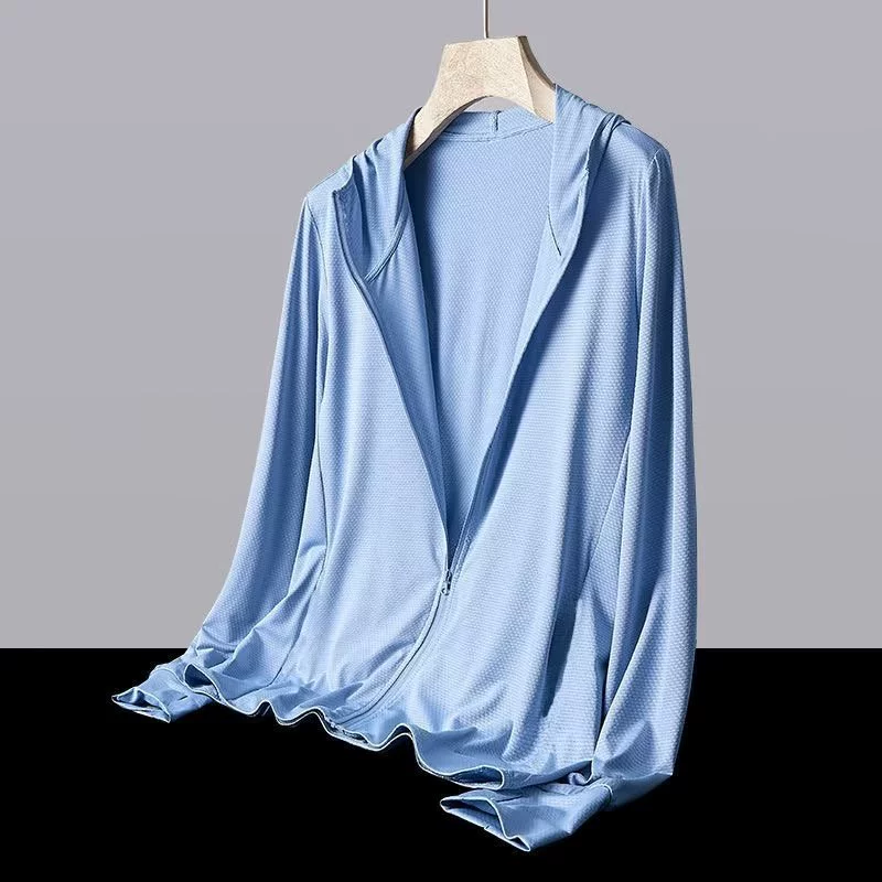 Изготовитель солнцезащитного крема Летняя тонкая пара одежда дикая свободная ледяная шелковая сетка дышащая наружная солнцезащитная одежда для мужчин