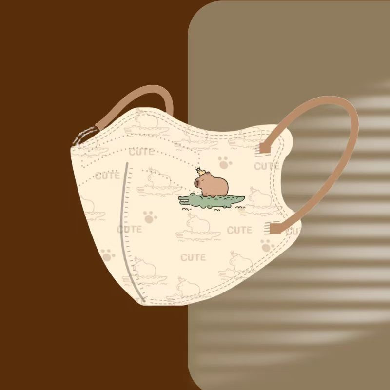 成人口罩卡皮巴拉4D立体带鼻梁条KN95口罩独立装批发跨境