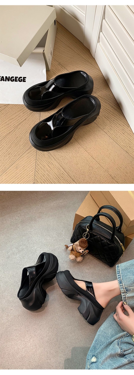 Dép sandal nữ da thật họa tiết da báo đế xuồng cao gót 9 cm — Trang chủ, màu đen, bạc chi tiết 49