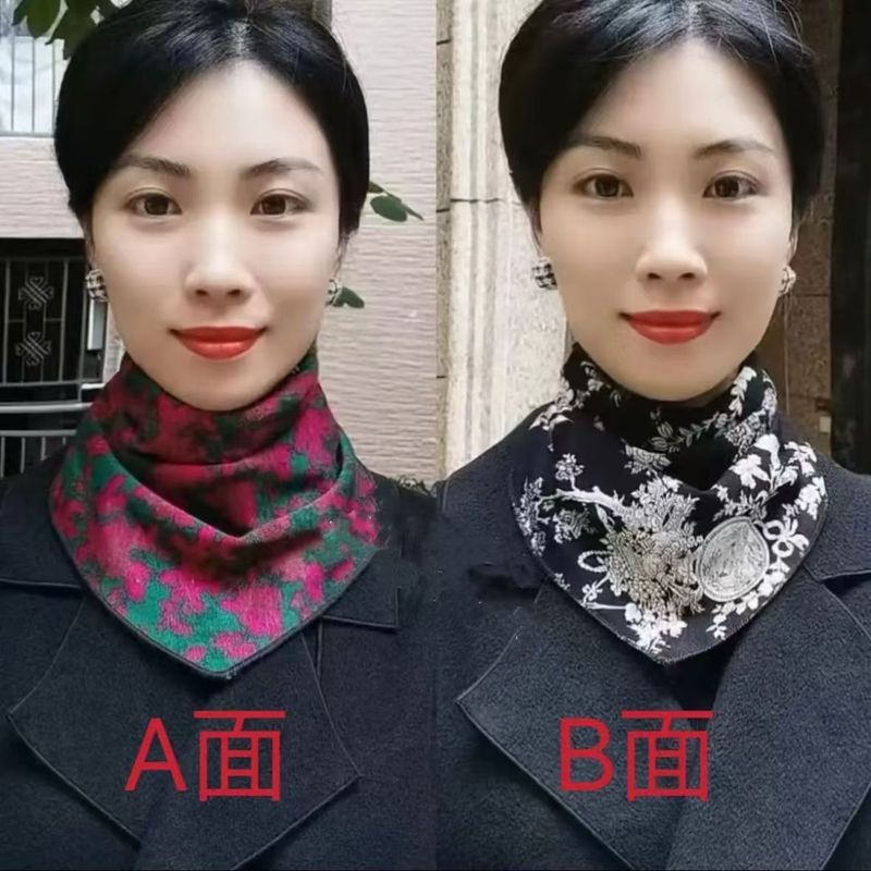 新しい女性の三角タオルの保温のマフラーの薄い金の秋冬の首の保護の百合の偽の襟のマフラーの気質は高級です。|undefined