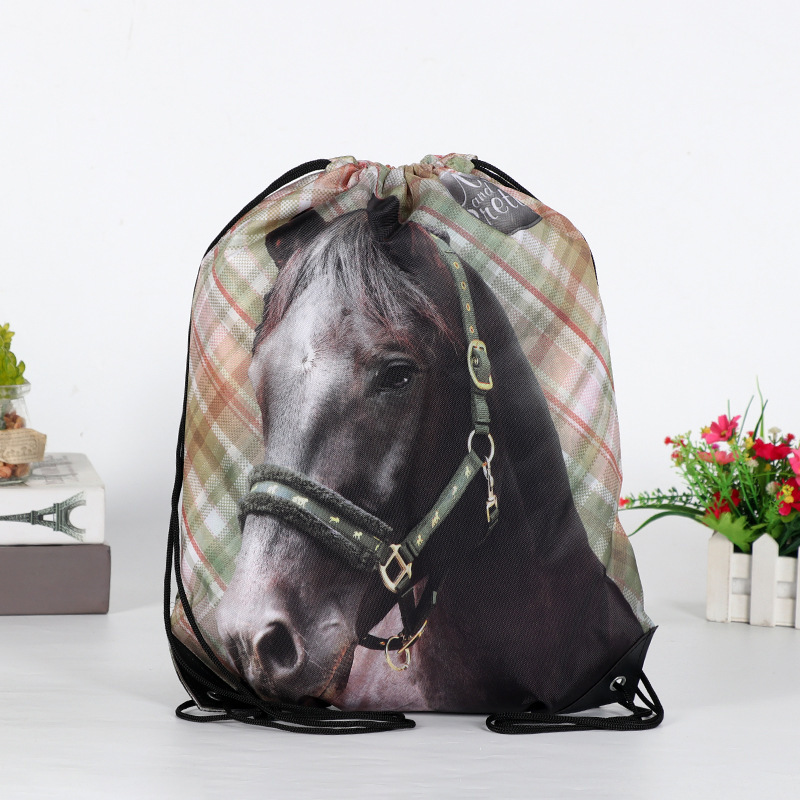 Venta al por mayor bolsa de poliéster impresa logo mochila de viaje bolsa de almacenamiento de cordón de tela Oxford