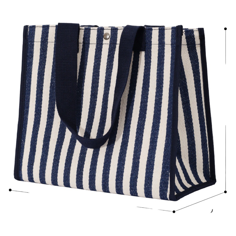 Selección estricta nuevo bolso a rayas bolsa de lona de gran capacidad bolso de supermercado bolsa de compras bolsa de almacenamiento de libros entrega