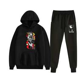 外贸新款动物狂想曲 BEASTARS  情侣带帽卫衣+束脚裤两件套套装