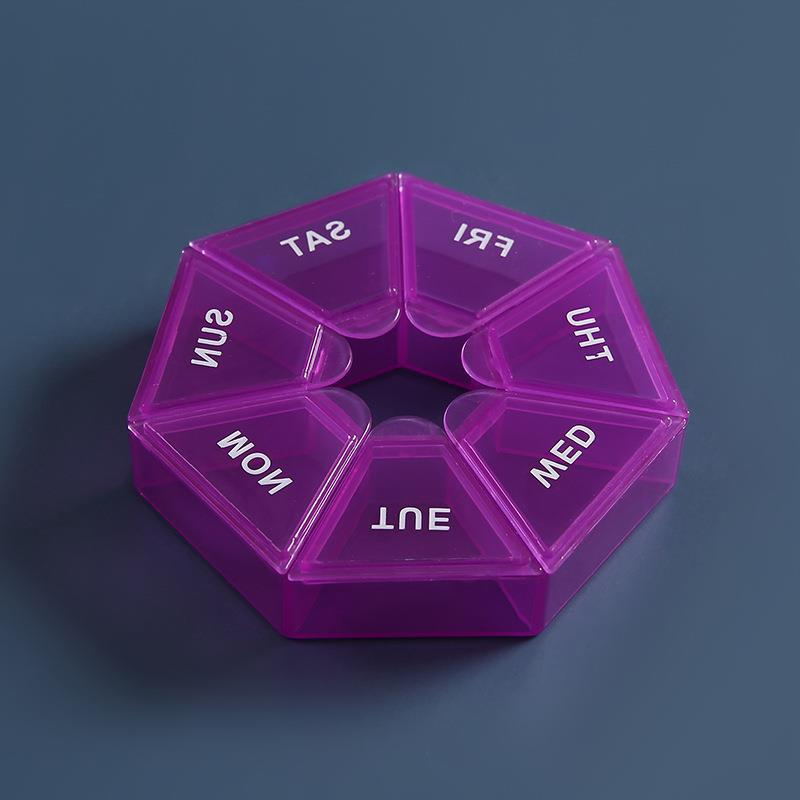 Caja de plástico portátil de la rejilla de siete-La mini de siete días pequeña caja de la píldora portátil por una caja de embalaje transparente de la píldora del color de la semana en existencia