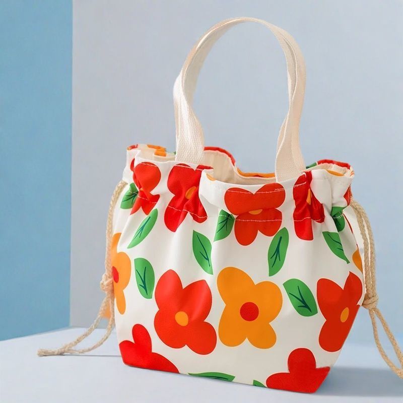 Bento con cordón, lonchera japonesa, bolso de trabajo, bolsillo portátil para estudiantes con bocas de arroz, lona linda impermeable