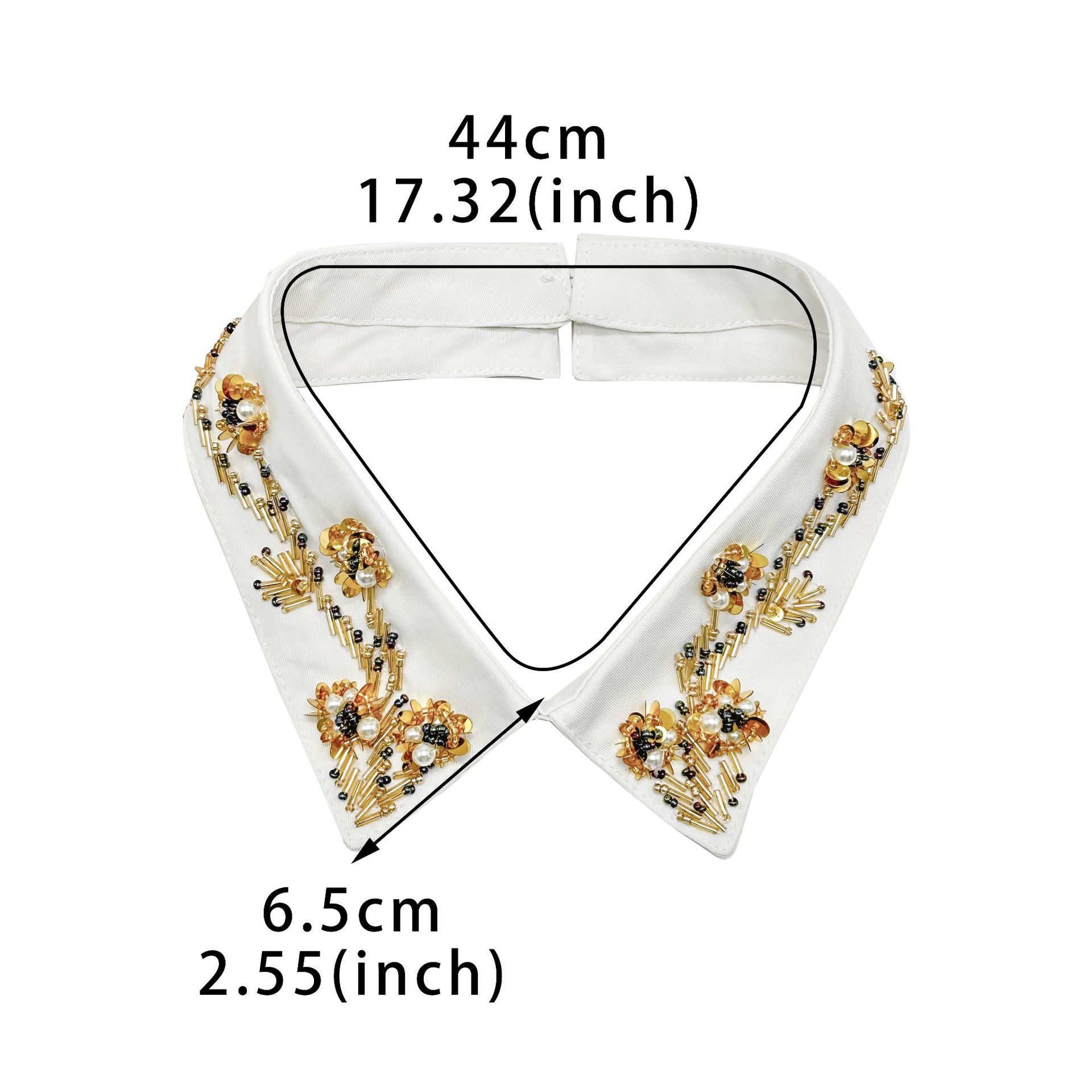 Primavera y verano nuevo dorado esquinado cuello decorado vestido camisa ropa infantil universal lujo ligero cuello falso image 6
