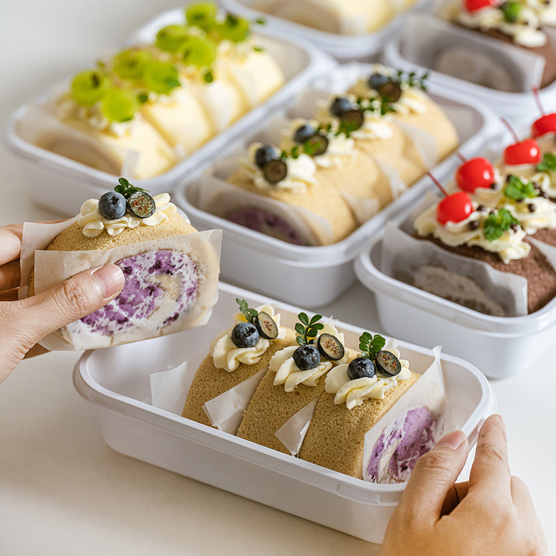 山母蛋糕卷打包盒瑞士卷盒子蛋糕卷切块包装盒长方形甜品烘焙包装